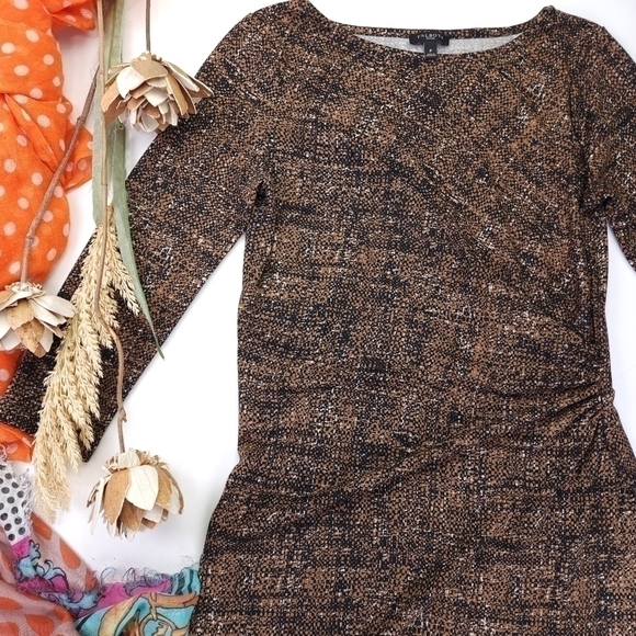 TALBOTS Petites Brown Partial Wrap Dress Sz P 0-2 - Picture 6 of 11